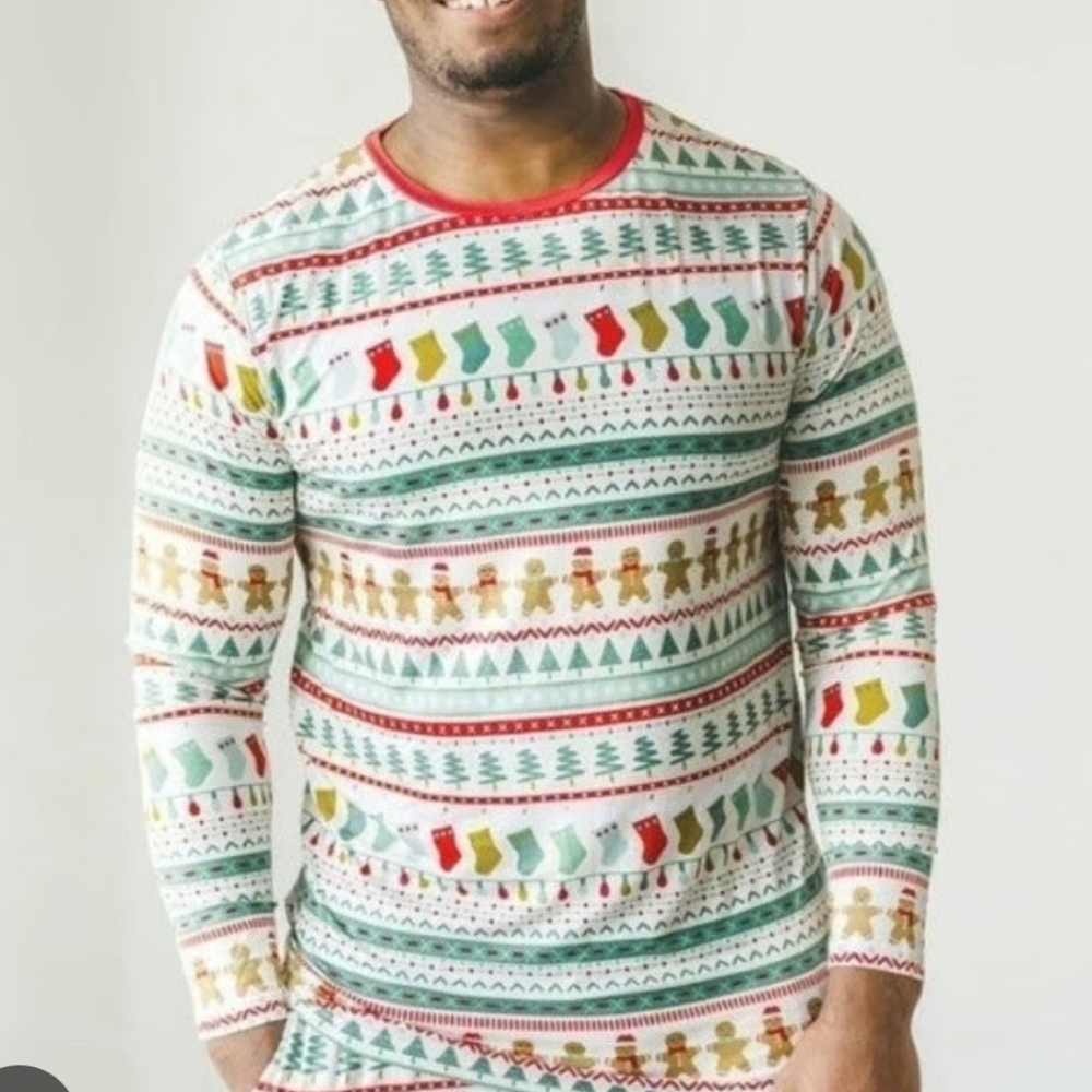 NWT Little Sleepies Bamboo Christmas Fair Isle Gingerbread Longsleeve Tee, 2XL‎